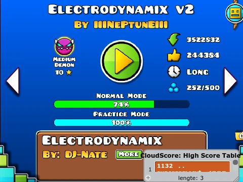 Geometry Dash Electrodynamix v Hacked