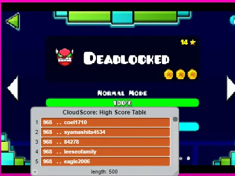 Geometry Dash Deadlocked Bloodbath extreme demon gameplay screenshot